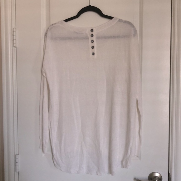 DUNNES Women’s Crochet Sheer Linen Blend High-Low Lightweight Sweater Size 14 - Picture 4 of 7